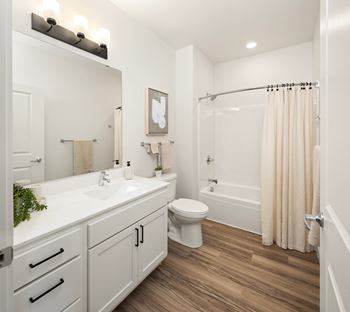 Matte black hardware & bathroom light fixture